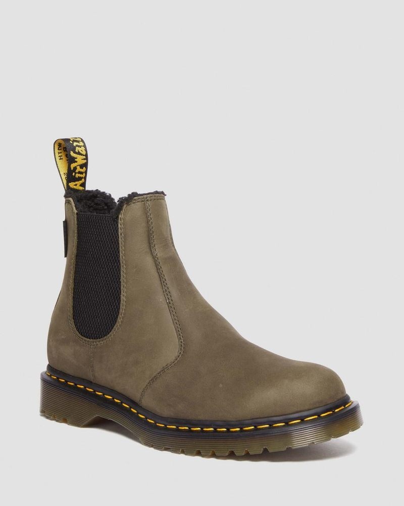 Botas Dr Martens 2976 Fleece Forro Cuero Chelsea Boots (Archive Pull Up) Verde Oliva | ZI54-A0GX