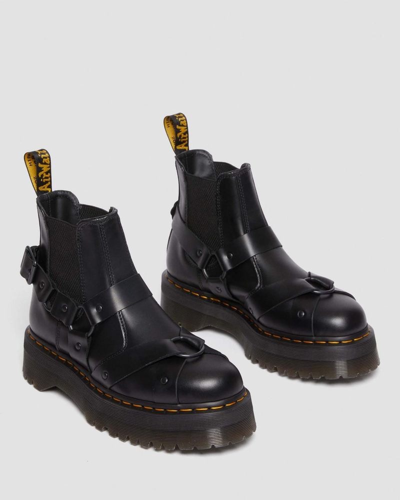 Botas Dr Martens 2976 Harness Cuero Plataforma Chelsea Boots (Paris) Negras | QI30-I1CW