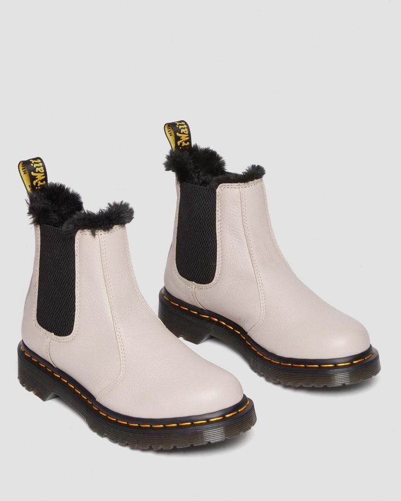 Botas Dr Martens 2976 Leonore Faux Fur-Forro Virginia Cuero Chelsea Boots (Virginia) Vintage Taupe | EY59-E4DT