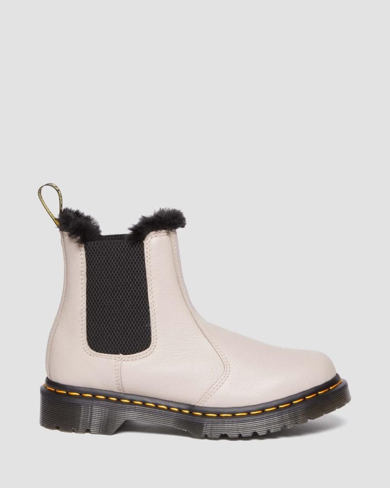 Botas Dr Martens 2976 Leonore Faux Fur-Forro Virginia Cuero Chelsea Boots (Virginia) Vintage Taupe | EY59-E4DT