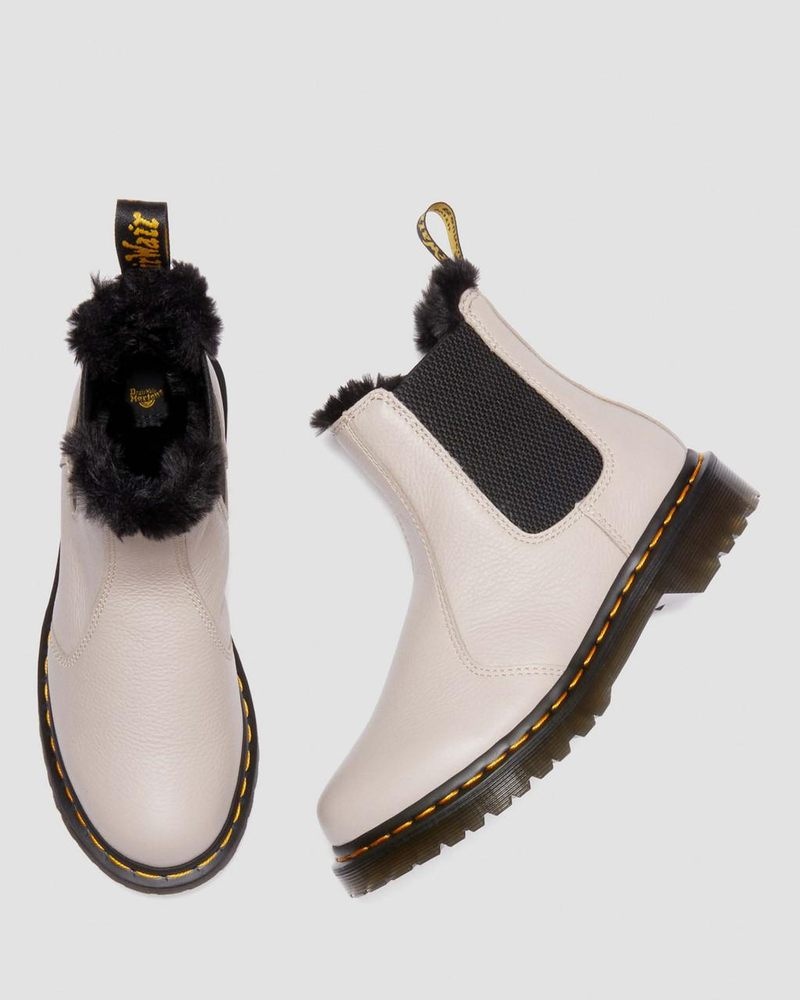 Botas Dr Martens 2976 Leonore Faux Fur-Forro Virginia Cuero Chelsea Boots (Virginia) Vintage Taupe | EY59-E4DT