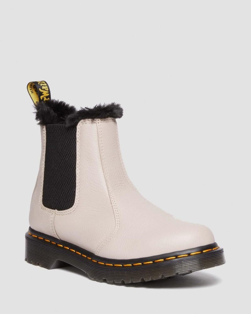 Botas Dr Martens 2976 Leonore Faux Fur-Forro Virginia Cuero Chelsea Boots (Virginia) Vintage Taupe | EY59-E4DT