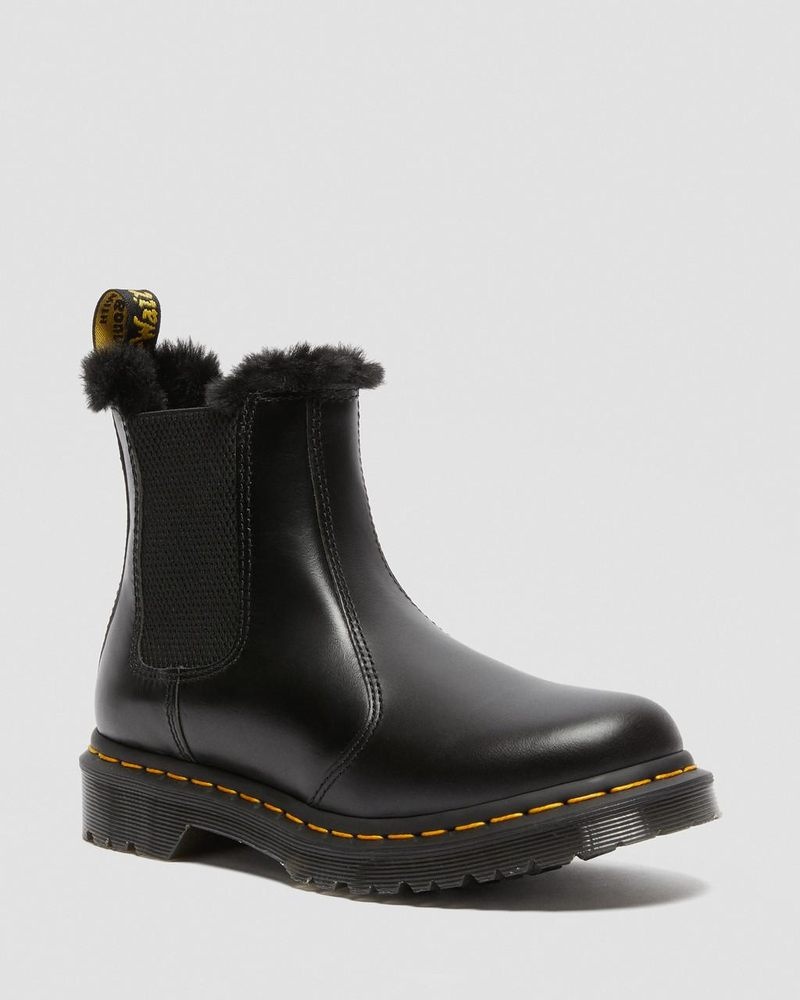 Botas Dr Martens 2976 Leonore Faux Fur Forro Chelsea Boots (Atlas) Gris Oscuro | HB00-I4UG