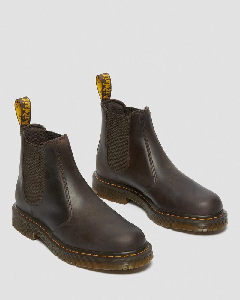 Botas Dr Martens 2976 Slip Resistant Cuero Chelsea Boots (Crazy Horse) Marrones Oscuro | WM17-W8XL