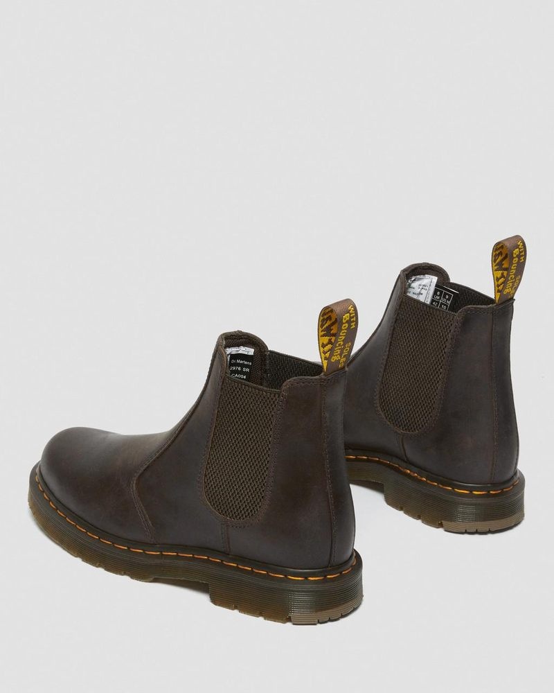 Botas Dr Martens 2976 Slip Resistant Cuero Chelsea Boots (Crazy Horse) Marrones Oscuro | WM17-W8XL