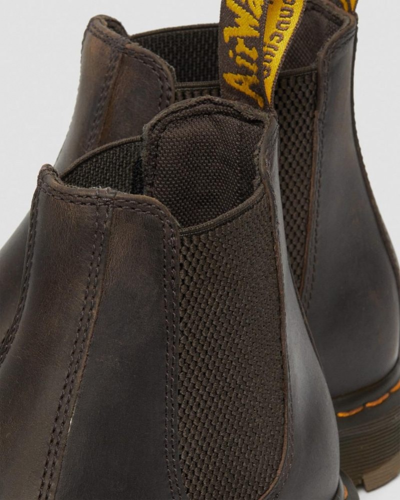 Botas Dr Martens 2976 Slip Resistant Cuero Chelsea Boots (Crazy Horse) Marrones Oscuro | WM17-W8XL