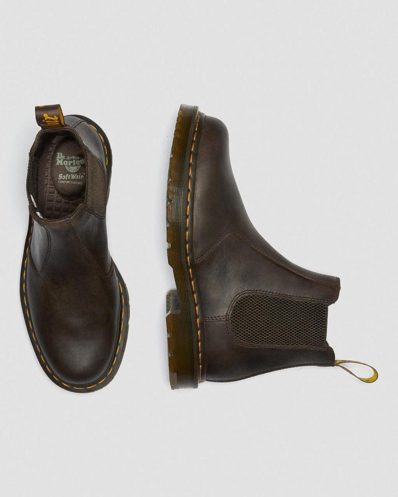 Botas Dr Martens 2976 Slip Resistant Cuero Chelsea Boots (Crazy Horse) Marrones Oscuro | WM17-W8XL