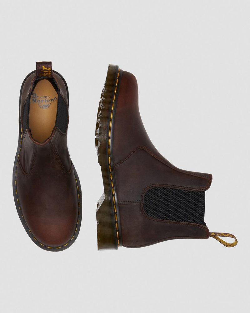 Botas Dr Martens 2976 Waxed Full Grain Cuero Chelsea Boots (Waxed Full Grain) Chestnut | PK97-M1FK