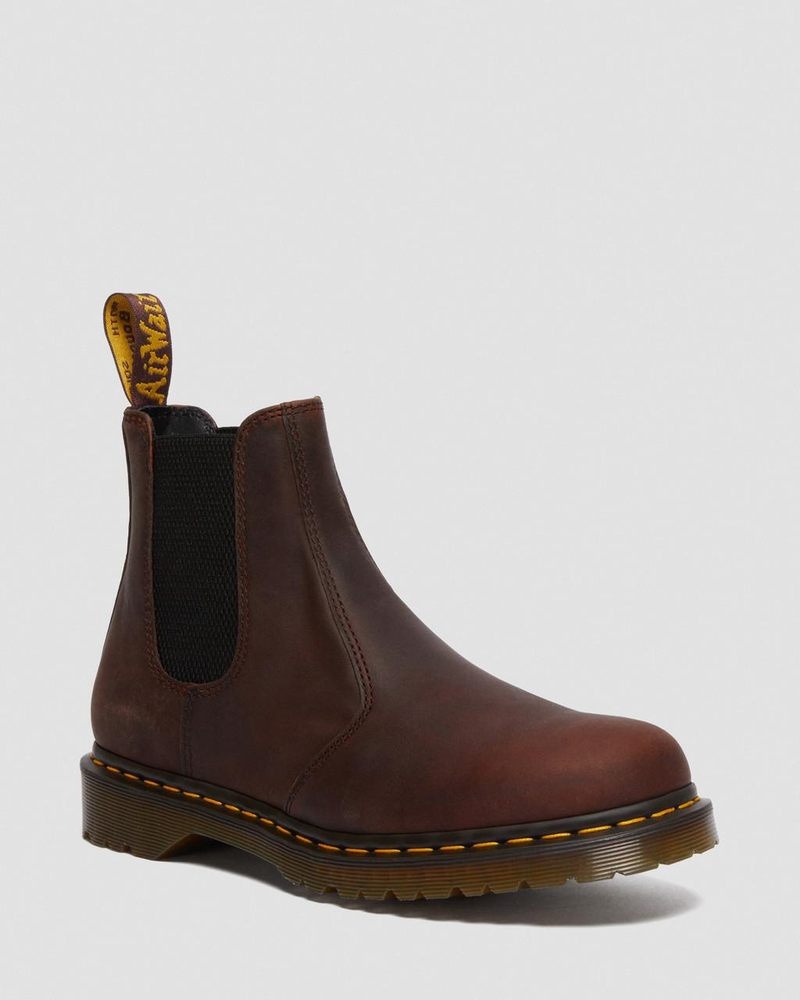 Botas Dr Martens 2976 Waxed Full Grain Cuero Chelsea Boots (Waxed Full Grain) Chestnut | PK97-M1FK