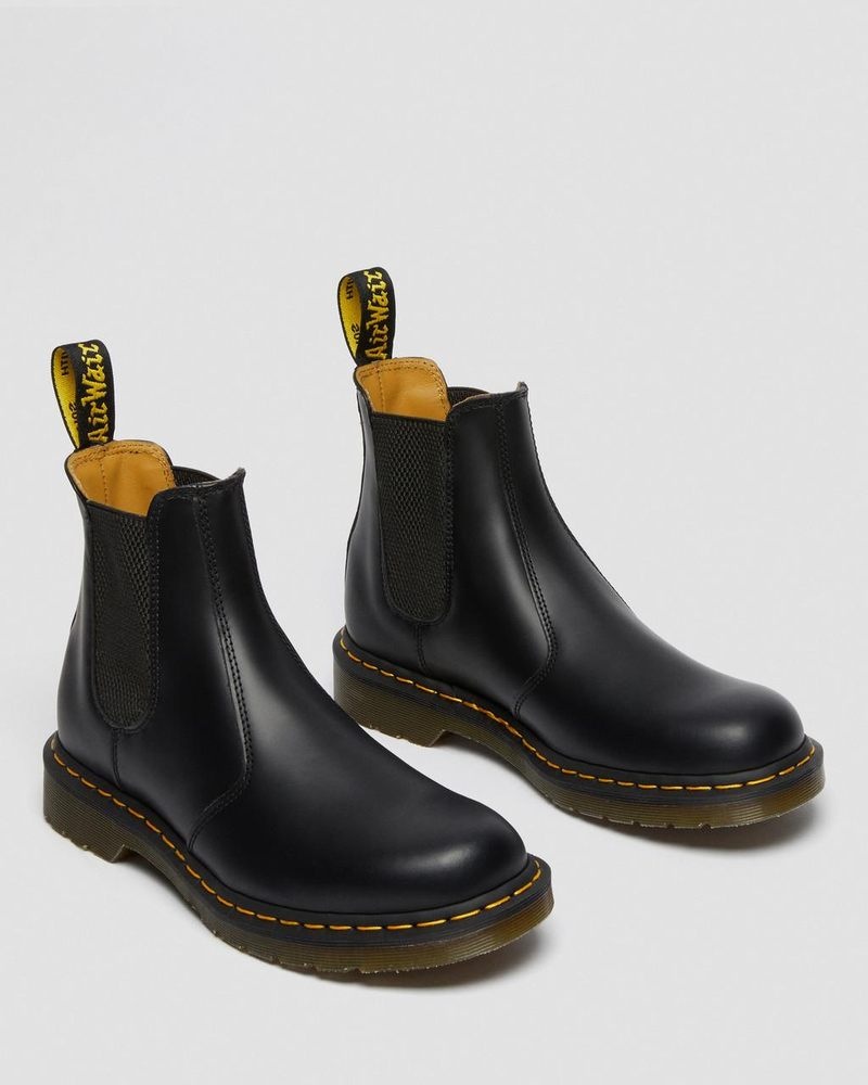 Botas Dr Martens 2976 Yellow Stitch Smooth Cuero Chelsea Boots (Smooth Cuero) Negras | LV74-K1XU