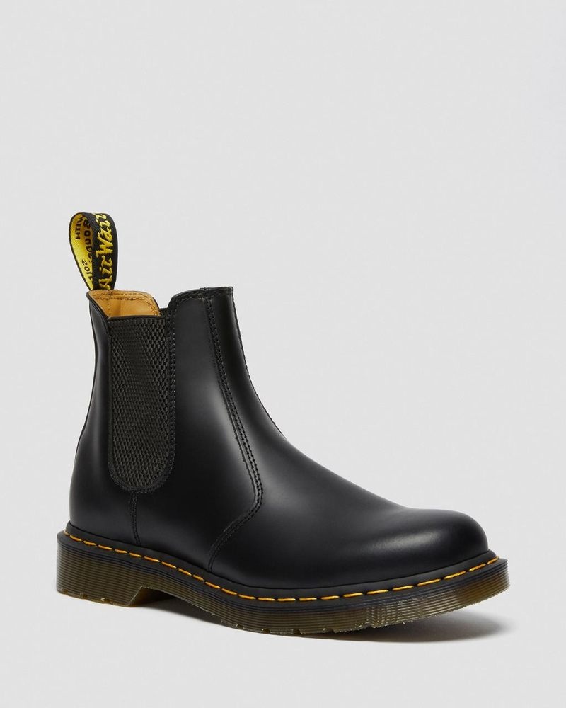 Botas Dr Martens 2976 Yellow Stitch Smooth Cuero Chelsea Boots (Smooth Cuero) Negras | LV74-K1XU