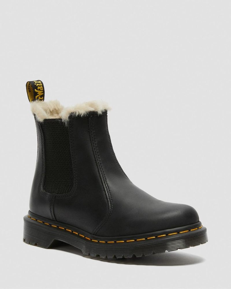 Botas Dr Martens 2976 - Faux Fur Forro Chelsea Boots (Burnished Wyoming) Negras | QI37-Q8OC