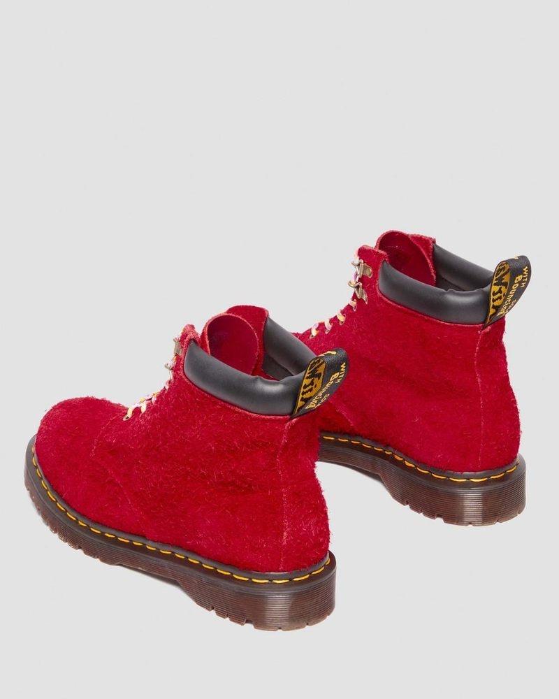 Botas Dr Martens 939 Ben Gamuza Acolchado Collar Encaje Up Boots (Long Napped Gamuza) Rojas | CR74-T8JY