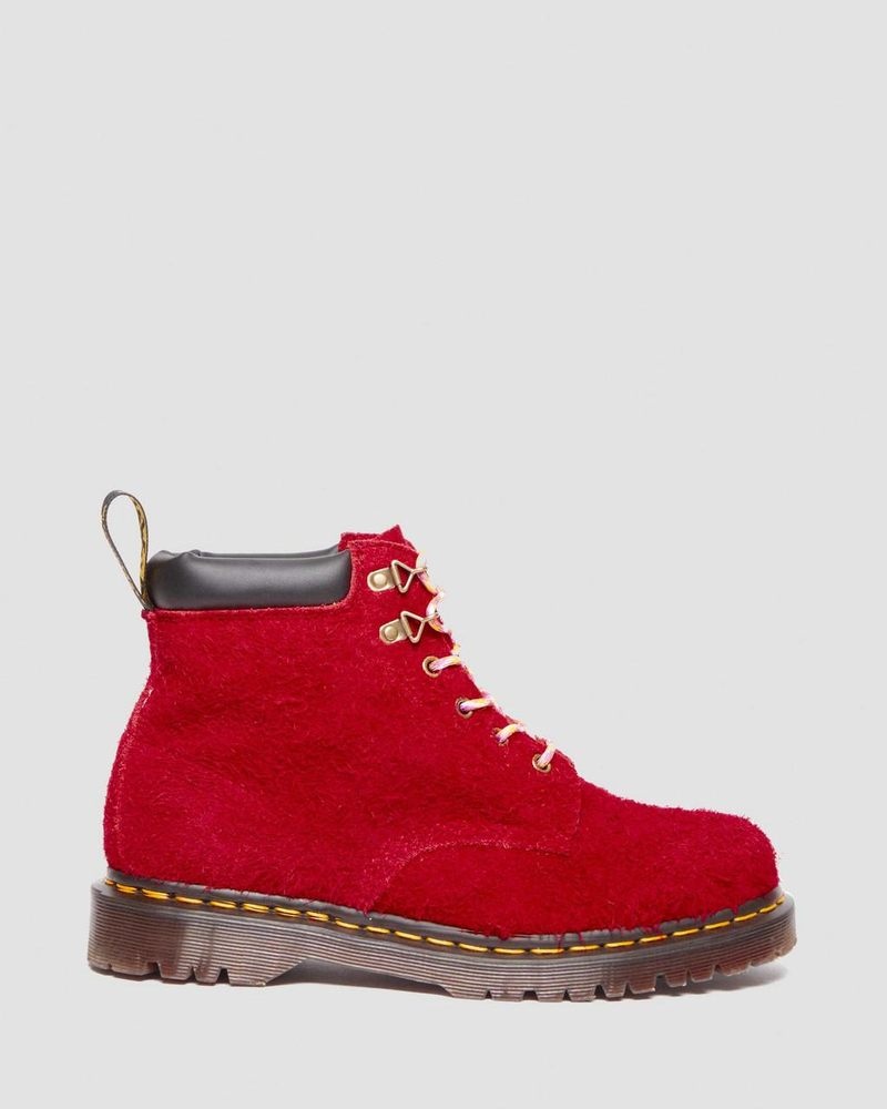 Botas Dr Martens 939 Ben Gamuza Acolchado Collar Encaje Up Boots (Long Napped Gamuza) Rojas | CR74-T8JY