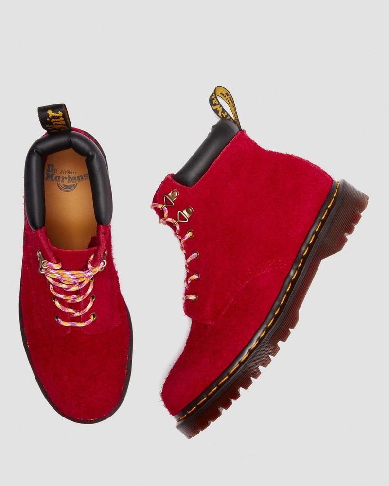 Botas Dr Martens 939 Ben Gamuza Acolchado Collar Encaje Up Boots (Long Napped Gamuza) Rojas | CR74-T8JY