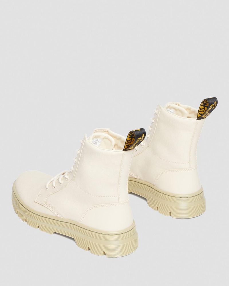 Botas Dr Martens Combs Lona Casuales Boots (Lona+Milled Coated Cuero) Beige | AK86-E2IA