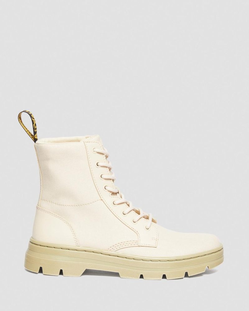 Botas Dr Martens Combs Lona Casuales Boots (Lona+Milled Coated Cuero) Beige | AK86-E2IA