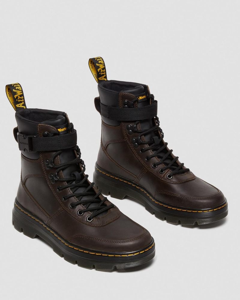 Botas Dr Martens Combs Tech Crazy Horse Cuero Casuales Boots (Crazy Horse) Marrones Oscuro | KC53-W6ED