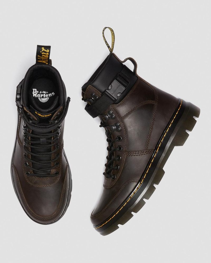 Botas Dr Martens Combs Tech Crazy Horse Cuero Casuales Boots (Crazy Horse) Marrones Oscuro | KC53-W6ED