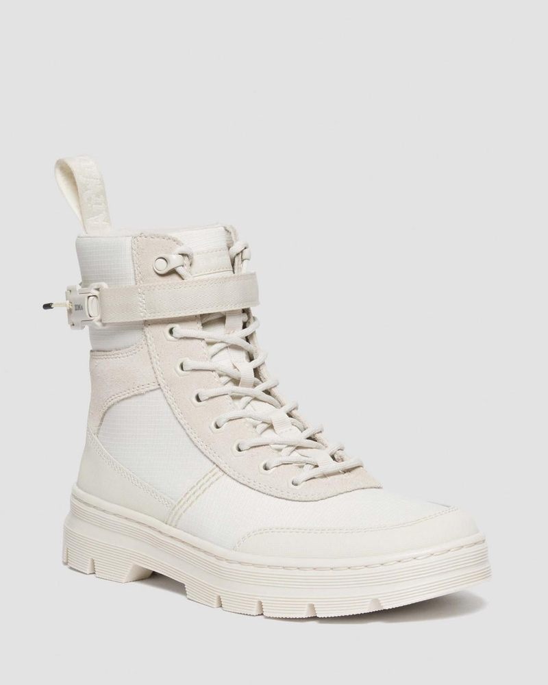 Botas Dr Martens Combs Tech Poly & Gamuza Casuales Boots (Poly Ripstop + Eh Gamuza + Ajax) Off White/Natural | RV65-O1ZS