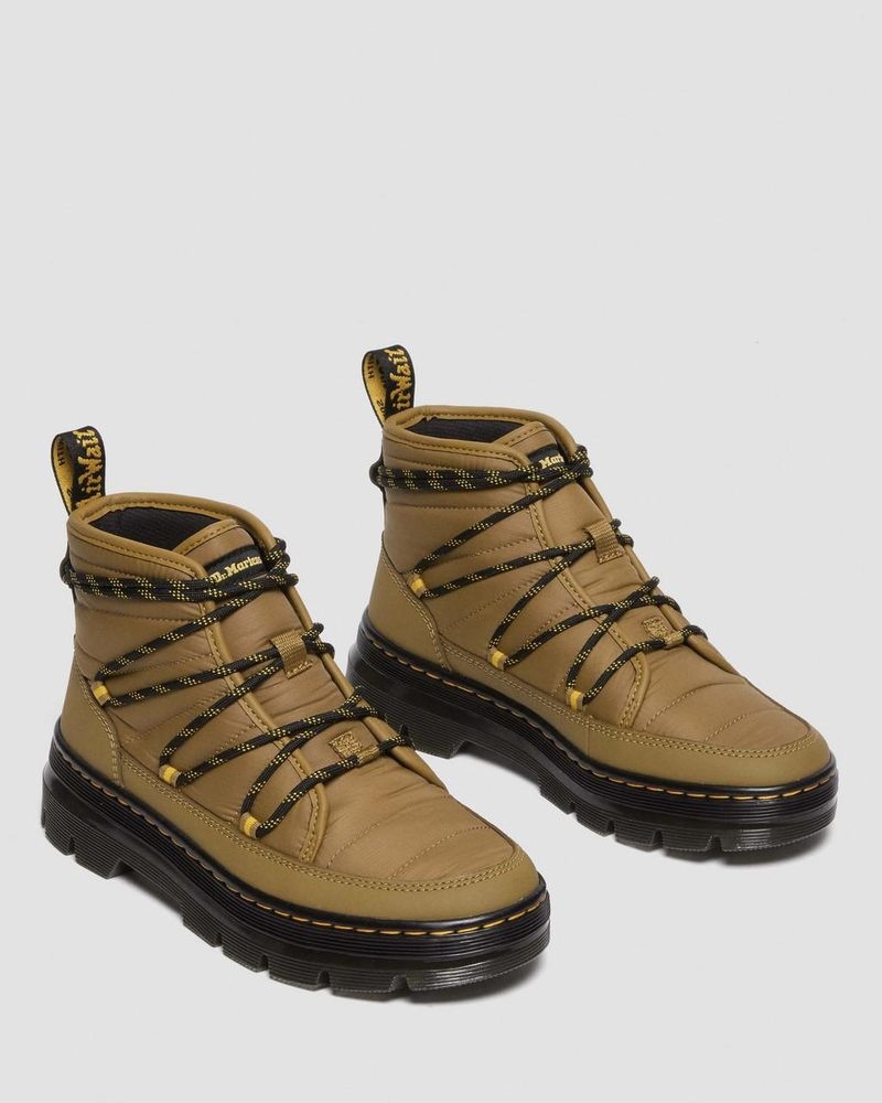 Botas Dr Martens Combs - Acolchado Casuales Boots (Rubberised Cuero+Warm Acolchado) Verde Oliva | LX24-D0PA