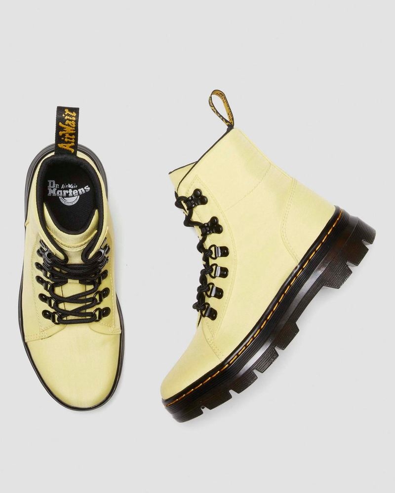 Botas Dr Martens Combs - Nylon & Cuero Casuales Boots (Cyclone Nylon) Limón Amarillo | YF64-Y6ME