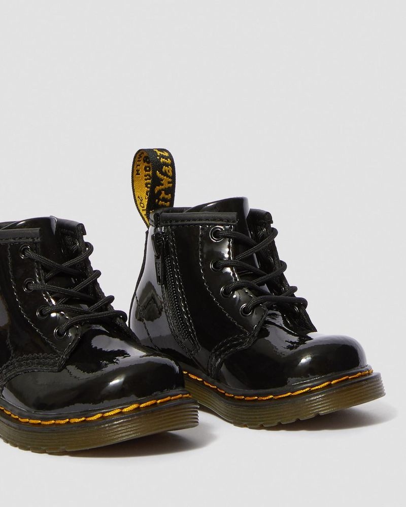 Botas Dr Martens Infant 1460 Charol Cuero Encaje Up Boots (Charol Cuero) Negras | SC55-H2RV