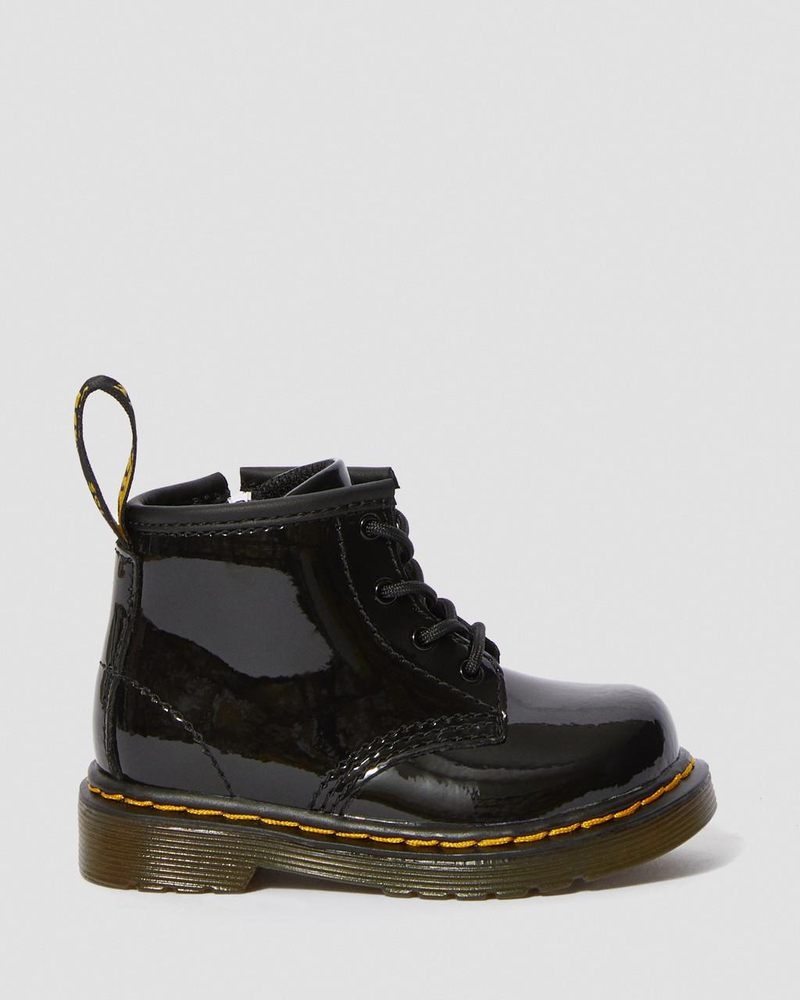 Botas Dr Martens Infant 1460 Charol Cuero Encaje Up Boots (Charol Cuero) Negras | SC55-H2RV