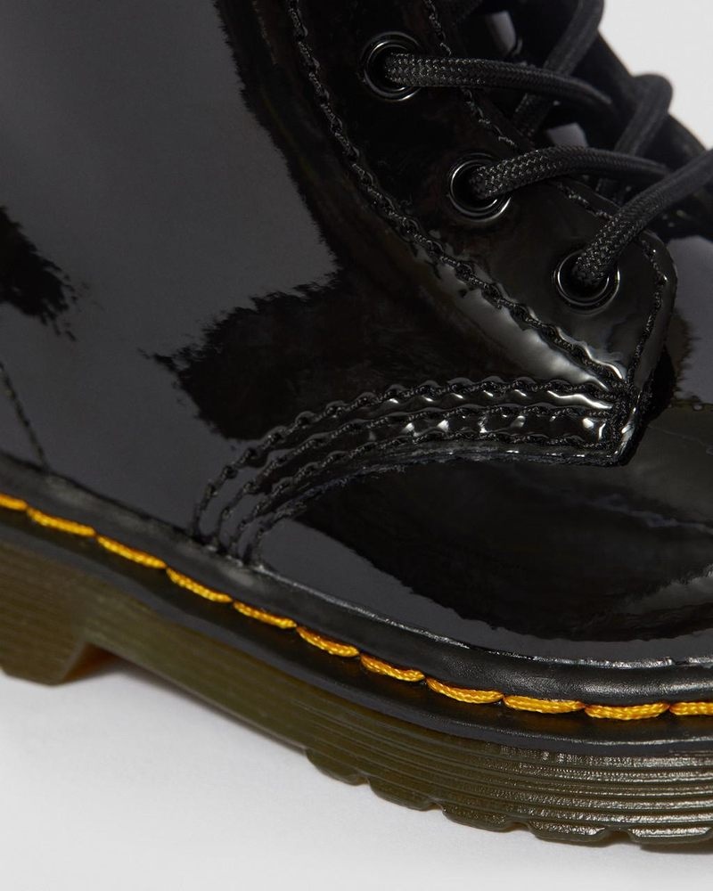 Botas Dr Martens Infant 1460 Charol Cuero Encaje Up Boots (Charol Cuero) Negras | SC55-H2RV