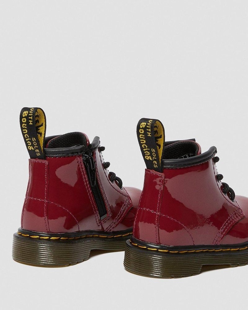 Botas Dr Martens Infant 1460 Charol Cuero Encaje Up Boots (Charol Cuero) Rojas Oscuro | LO03-U3RG