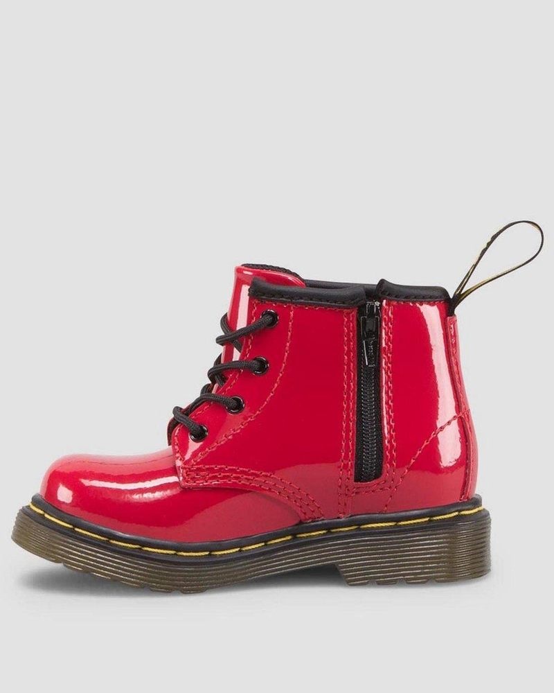 Botas Dr Martens Infant 1460 Charol Cuero Encaje Up Boots (Charol Cuero) Rojas | NQ55-Y9PM