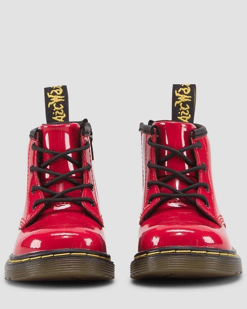 Botas Dr Martens Infant 1460 Charol Cuero Encaje Up Boots (Charol Cuero) Rojas | NQ55-Y9PM