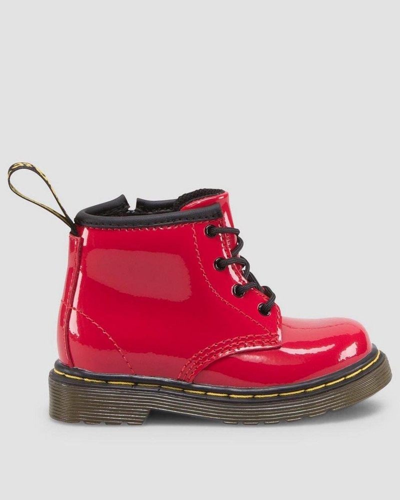 Botas Dr Martens Infant 1460 Charol Cuero Encaje Up Boots (Charol Cuero) Rojas | NQ55-Y9PM