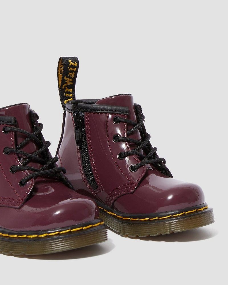 Botas Dr Martens Infant 1460 Charol Cuero Encaje Up Boots (Charol Cuero) Plum | GD98-L4EJ