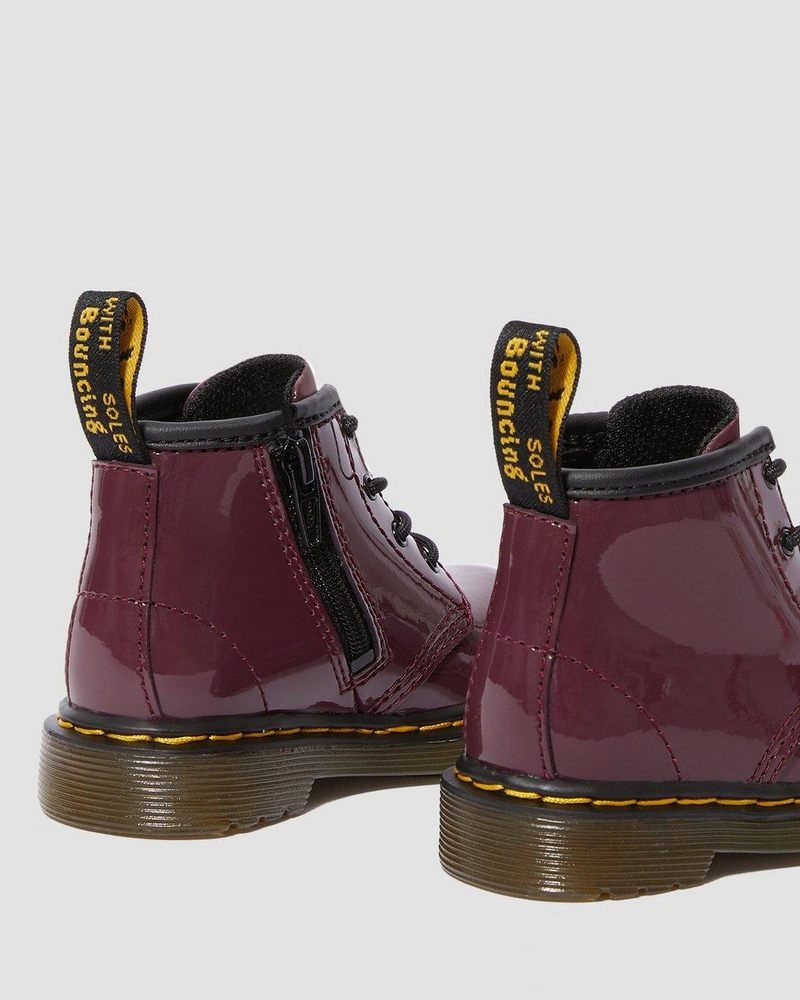 Botas Dr Martens Infant 1460 Charol Cuero Encaje Up Boots (Charol Cuero) Plum | GD98-L4EJ