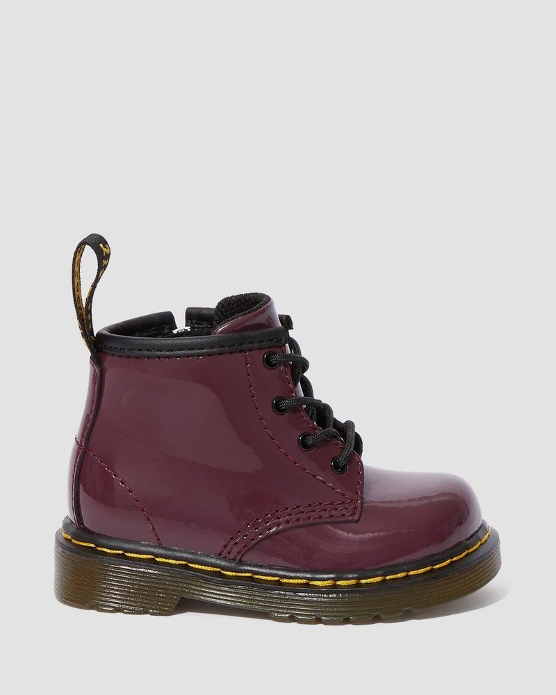 Botas Dr Martens Infant 1460 Charol Cuero Encaje Up Boots (Charol Cuero) Plum | GD98-L4EJ