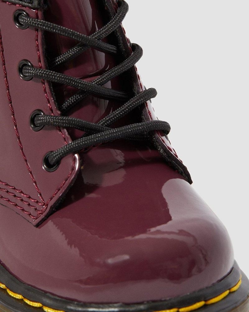 Botas Dr Martens Infant 1460 Charol Cuero Encaje Up Boots (Charol Cuero) Plum | GD98-L4EJ