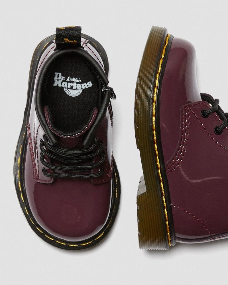 Botas Dr Martens Infant 1460 Charol Cuero Encaje Up Boots (Charol Cuero) Plum | GD98-L4EJ