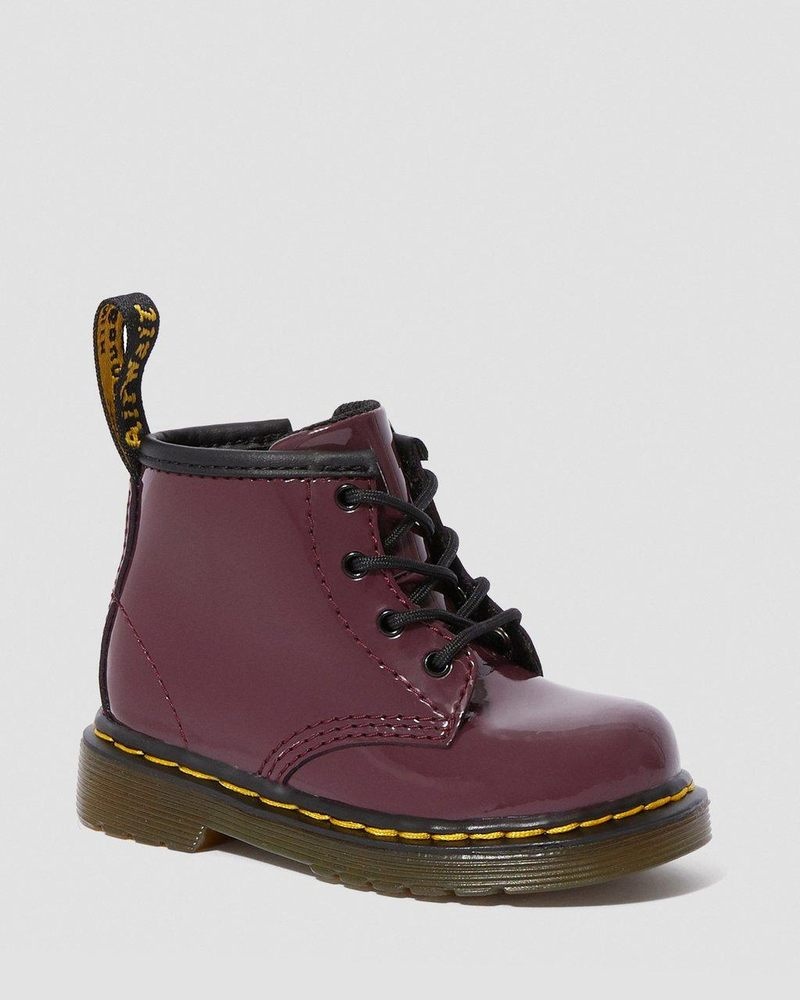 Botas Dr Martens Infant 1460 Charol Cuero Encaje Up Boots (Charol Cuero) Plum | GD98-L4EJ