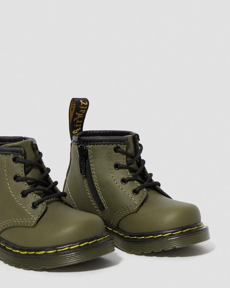 Botas Dr Martens Infant 1460 Cuero Encaje Up Boots (Romario) Verde Oliva | DA55-I3SS