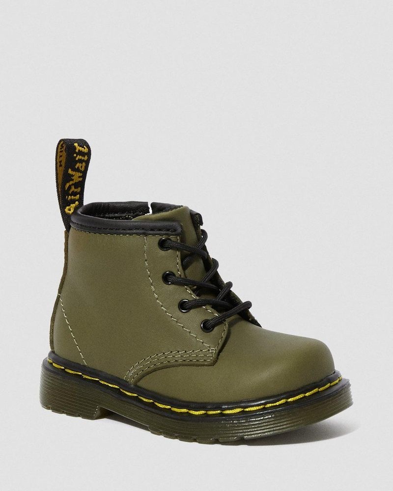 Botas Dr Martens Infant 1460 Cuero Encaje Up Boots (Romario) Verde Oliva | DA55-I3SS