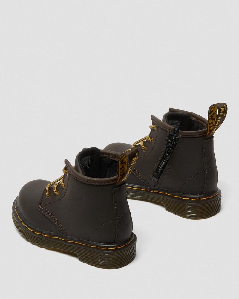 Botas Dr Martens Infant 1460 Wildhorse Cuero Encaje Up Boots (Wildhorse Lamper) Marrones Oscuro | FK96-S6SJ