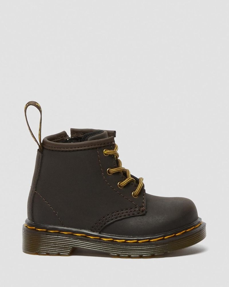 Botas Dr Martens Infant 1460 Wildhorse Cuero Encaje Up Boots (Wildhorse Lamper) Marrones Oscuro | FK96-S6SJ