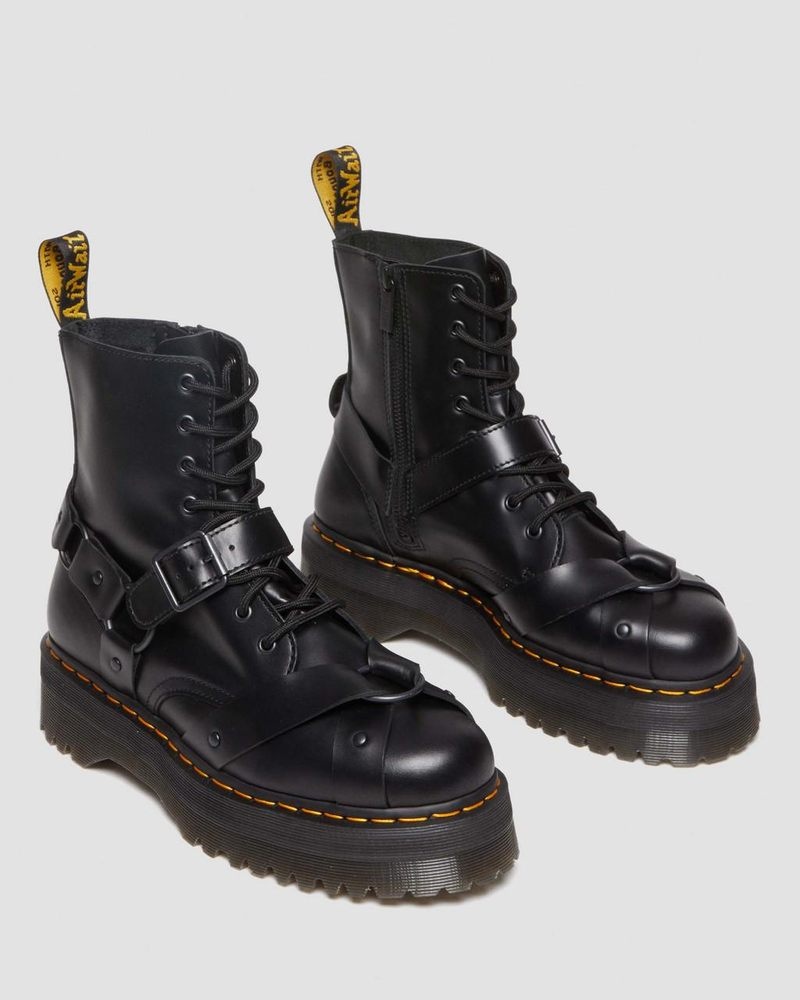 Botas Dr Martens Jadon Boot Harness Cuero Platforms (Paris) Negras | WY32-Z5AK