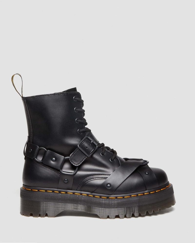 Botas Dr Martens Jadon Boot Harness Cuero Platforms (Paris) Negras | WY32-Z5AK