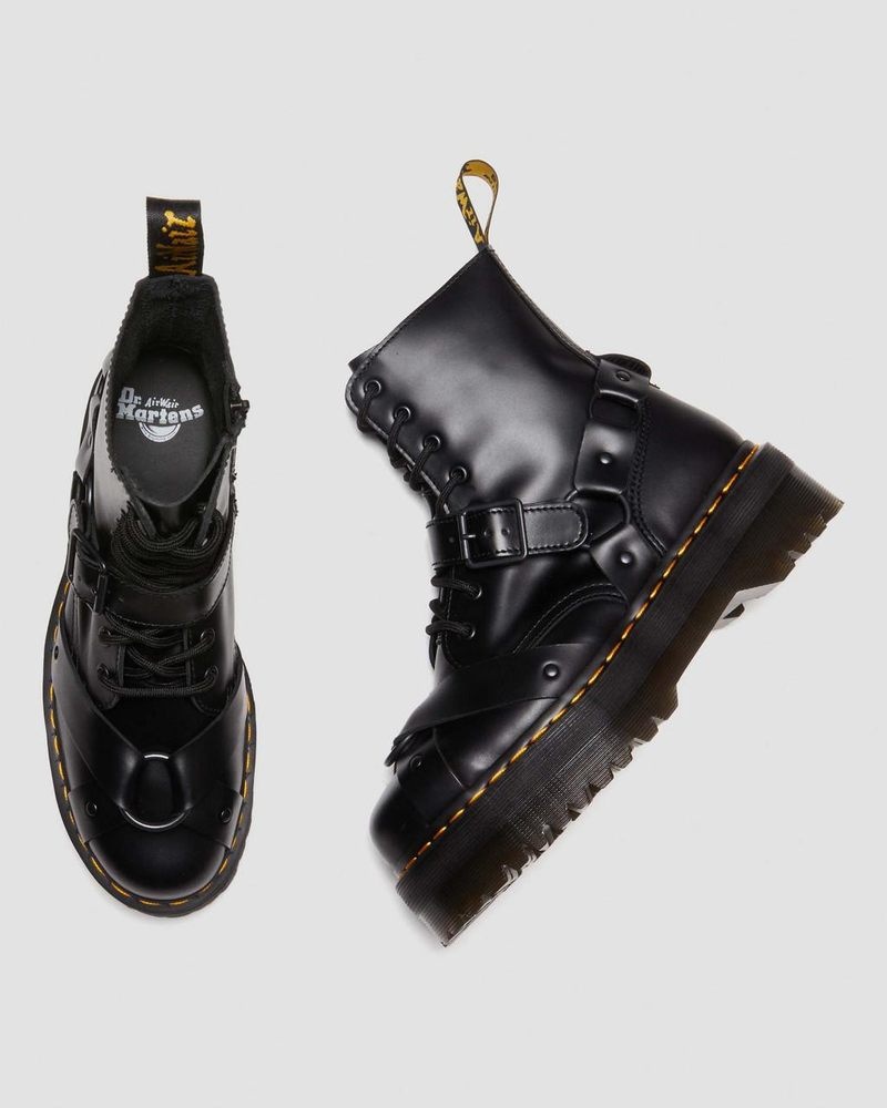 Botas Dr Martens Jadon Boot Harness Cuero Platforms (Paris) Negras | WY32-Z5AK