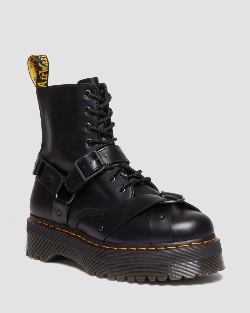 Botas Dr Martens Jadon Boot Harness Cuero Platforms (Paris) Negras | WY32-Z5AK