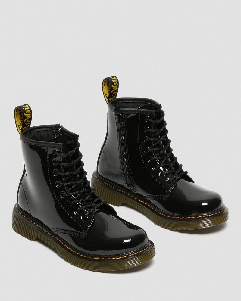 Botas Dr Martens Junior 1460 Charol Cuero Encaje Up Boots (Charol Cuero) Negras | PZ21-K4HG