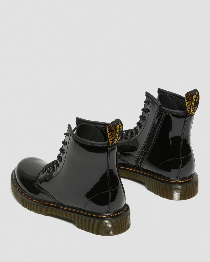 Botas Dr Martens Junior 1460 Charol Cuero Encaje Up Boots (Charol Cuero) Negras | PZ21-K4HG