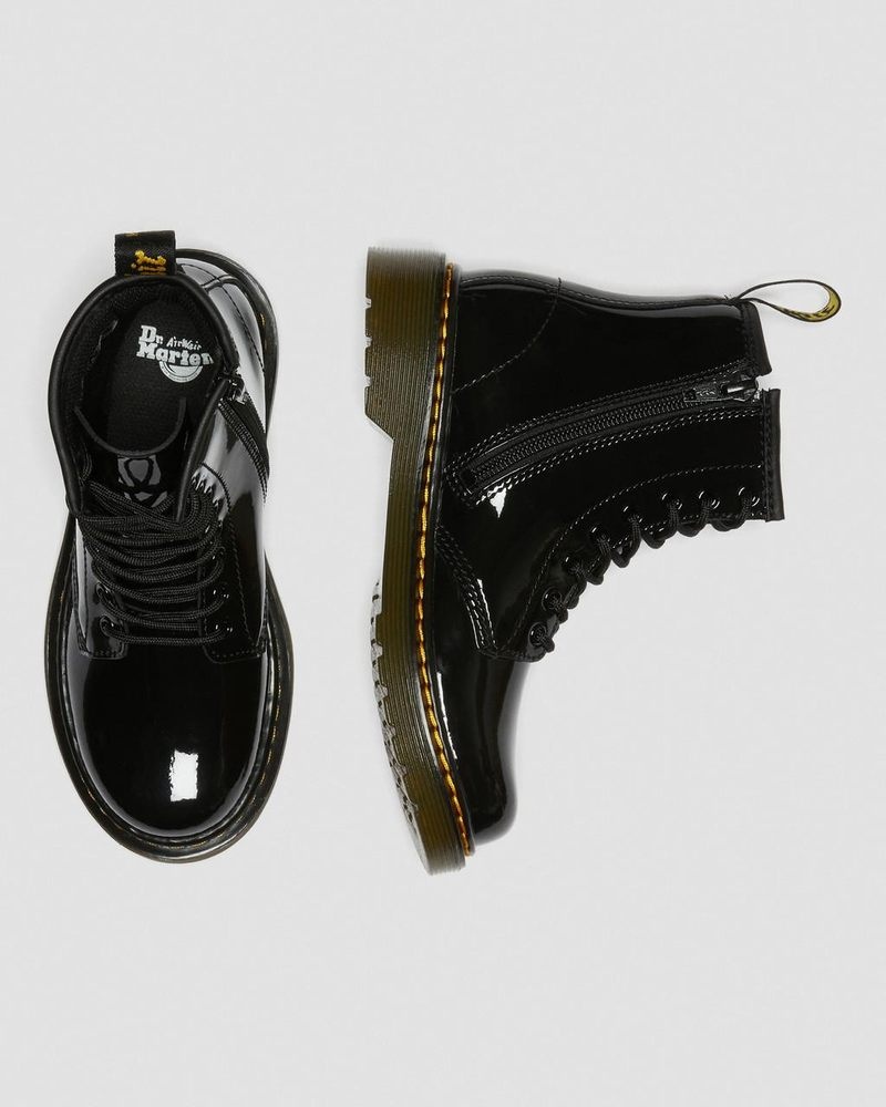 Botas Dr Martens Junior 1460 Charol Cuero Encaje Up Boots (Charol Cuero) Negras | PZ21-K4HG